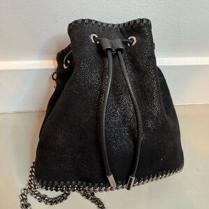 Stella McCartney Vegan Leather Bucket Bag – Black & Silver Sparkle
